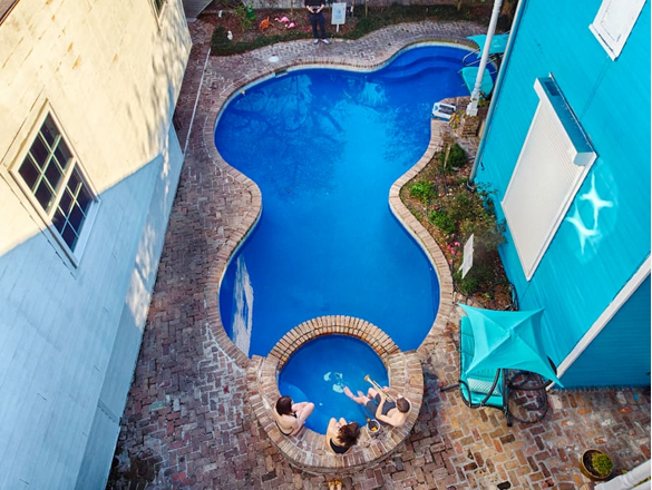 Aerial view of a YouRent pool.