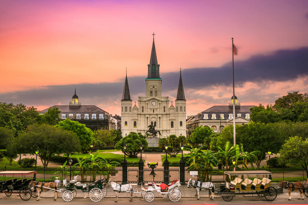 A sunset is seen during the summer in New Orleans.
